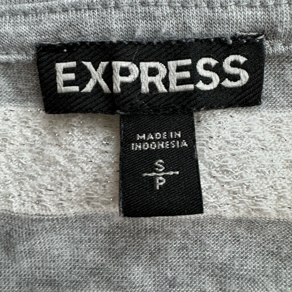 Express Striped Long Sleeve Top EUC Gray Cream Silver Lace Rayon Cotton … - Picture 6 of 7